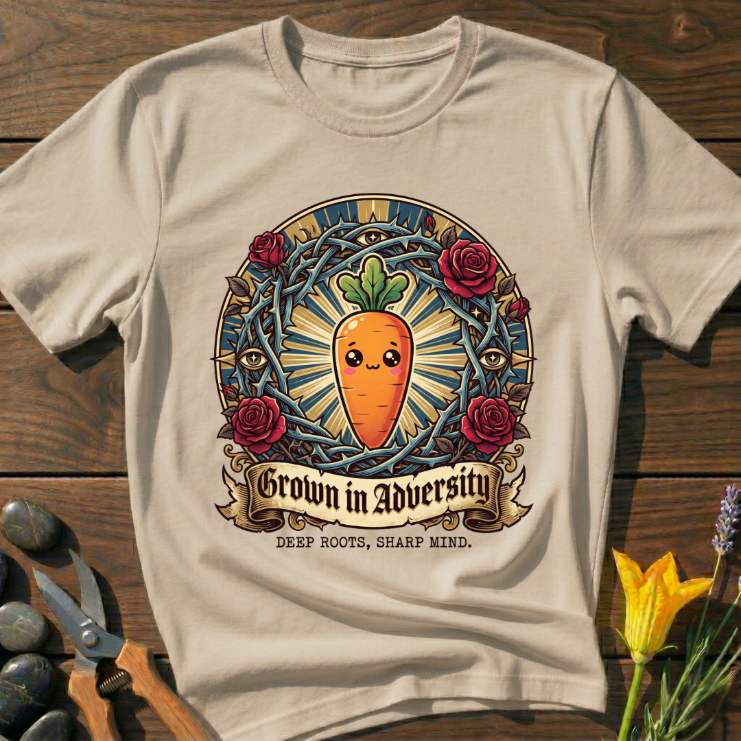 Deep Roots Sharp Mind T-Shirt - botanical nature graphic t-shirt, minimalist design, unisex tee for Nature Lovers, Garnder, Farmer, Plant Lovers