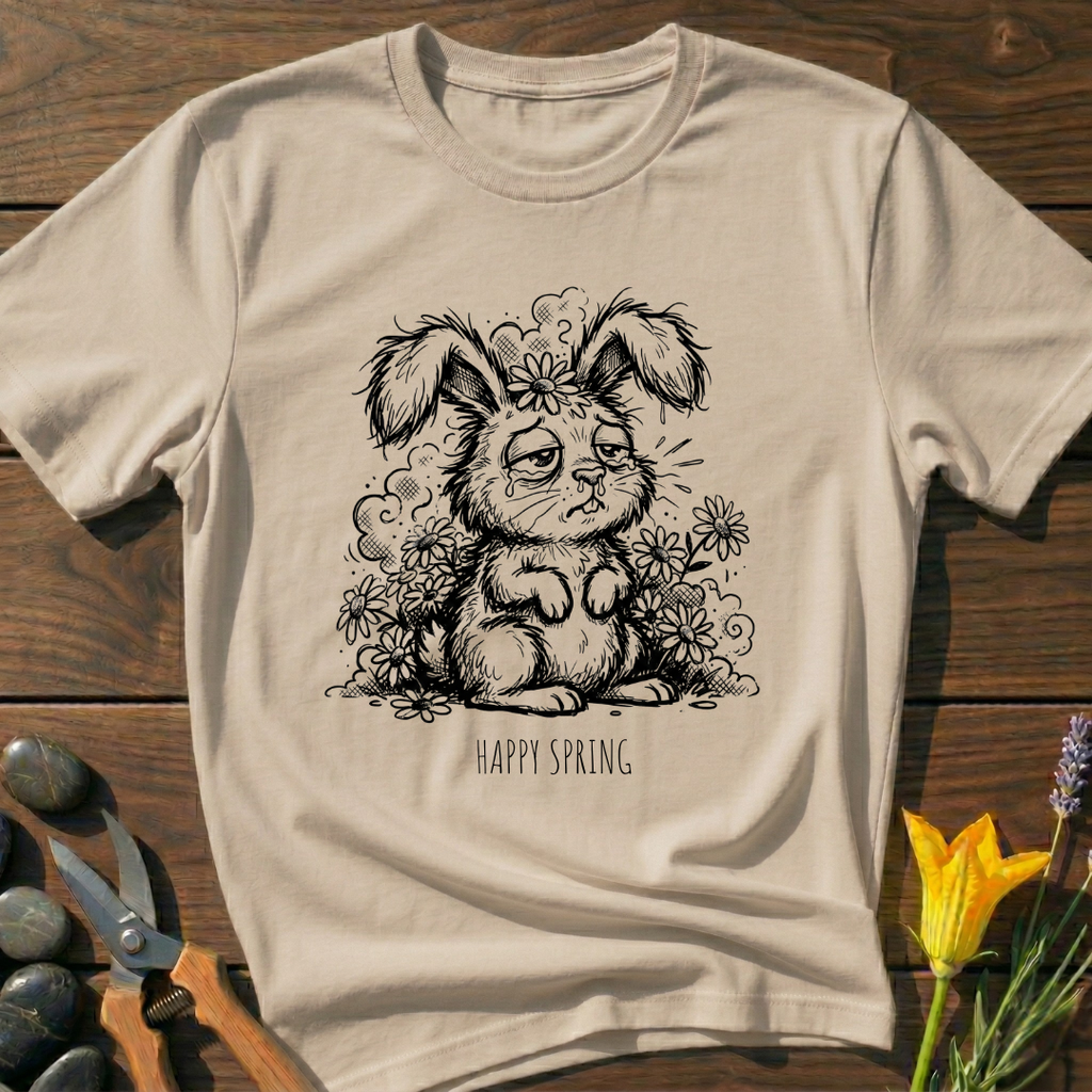 Happy Spring T-Shirt - botanical nature graphic t-shirt, minimalist design, unisex tee for Nature Lovers, Garnder, Farmer, Plant Lovers