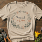 Rooted in Calm T-Shirt - botanical nature graphic t-shirt, minimalist design, unisex tee for Nature Lovers, Garnder, Farmer, Plant Lovers