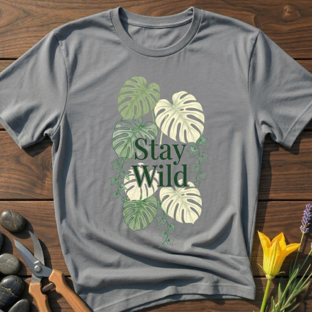 Stay Wild Monstera T-Shirt - botanical nature graphic t-shirt, minimalist design, unisex tee for Nature Lovers, Garnder, Farmer, Plant Lovers