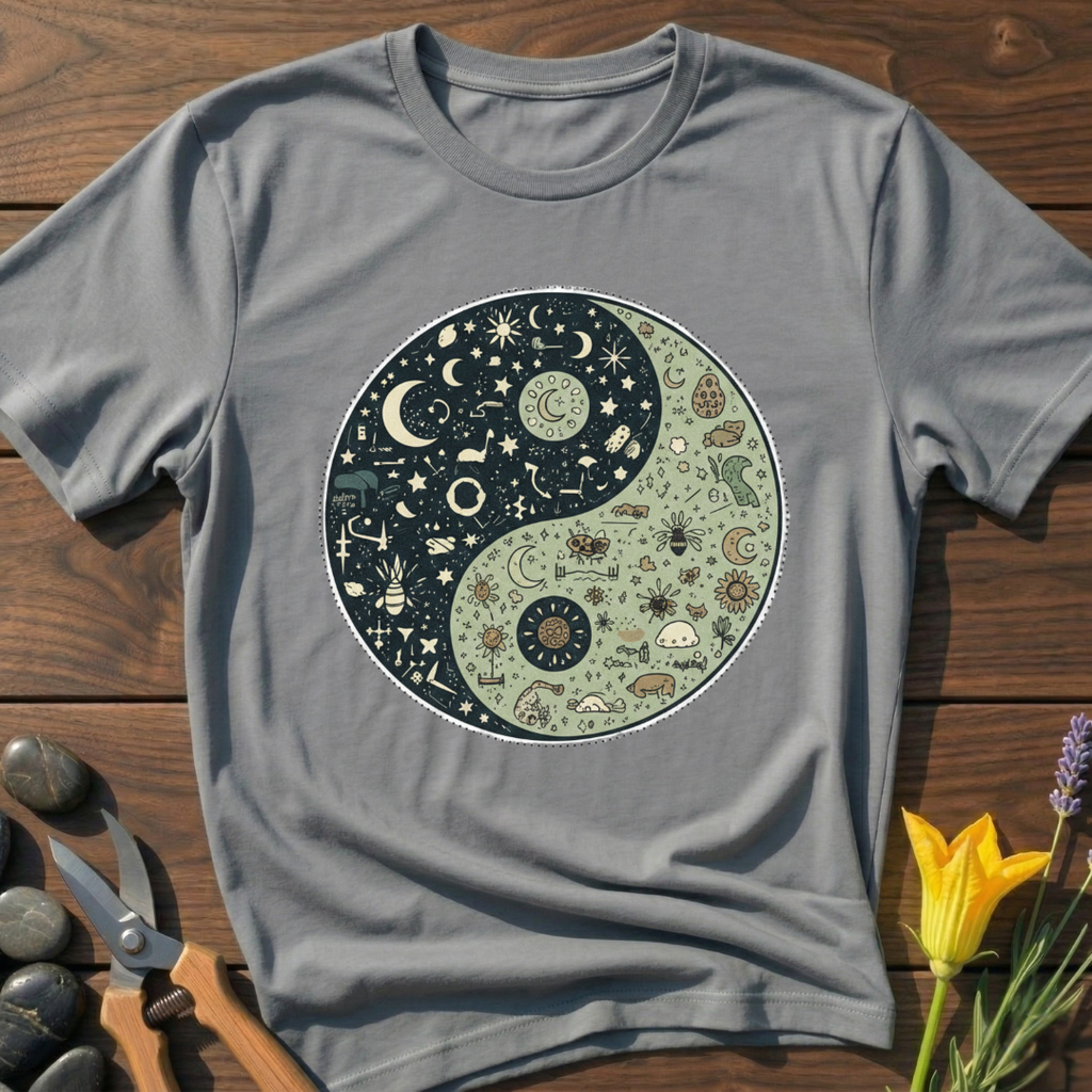 Day and Night T-Shirt - botanical nature graphic t-shirt, minimalist design, unisex tee for Nature Lovers, Garnder, Farmer, Plant Lovers