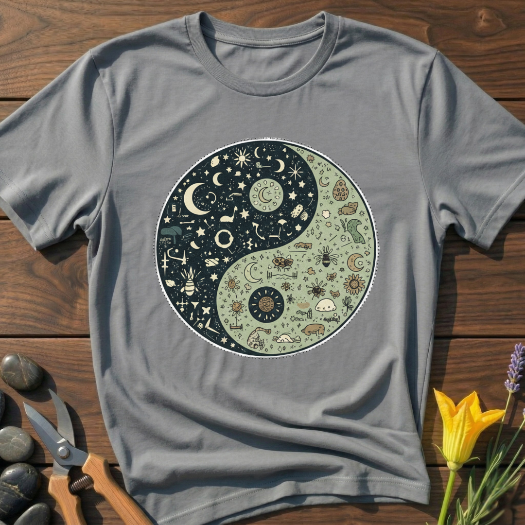 Day and Night T-Shirt - botanical nature graphic t-shirt, minimalist design, unisex tee for Nature Lovers, Garnder, Farmer, Plant Lovers