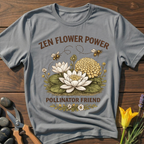 Zen Flower Power T-Shirt - botanical nature graphic t-shirt, minimalist design, unisex tee for Nature Lovers, Garnder, Farmer, Plant Lovers