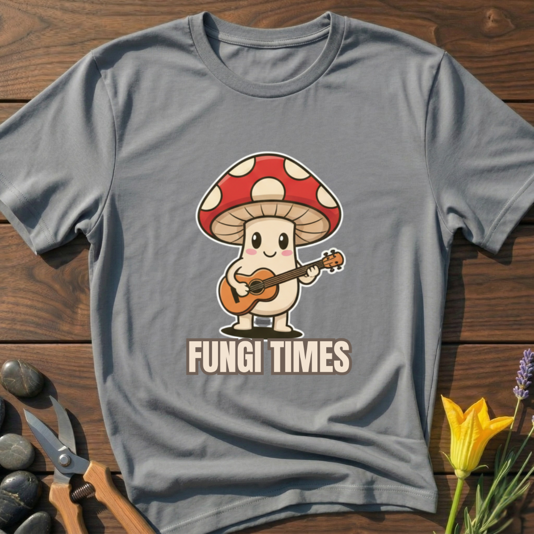 Fungi Times T-Shirt - botanical nature graphic t-shirt, minimalist design, unisex tee for Nature Lovers, Garnder, Farmer, Plant Lovers