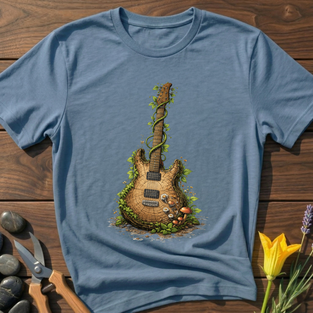 Reclaimed Guitar - T-Shirt - botanical nature graphic t-shirt, minimalist design, unisex tee for Nature Lovers, Garnder, Farmer, Plant Lovers
