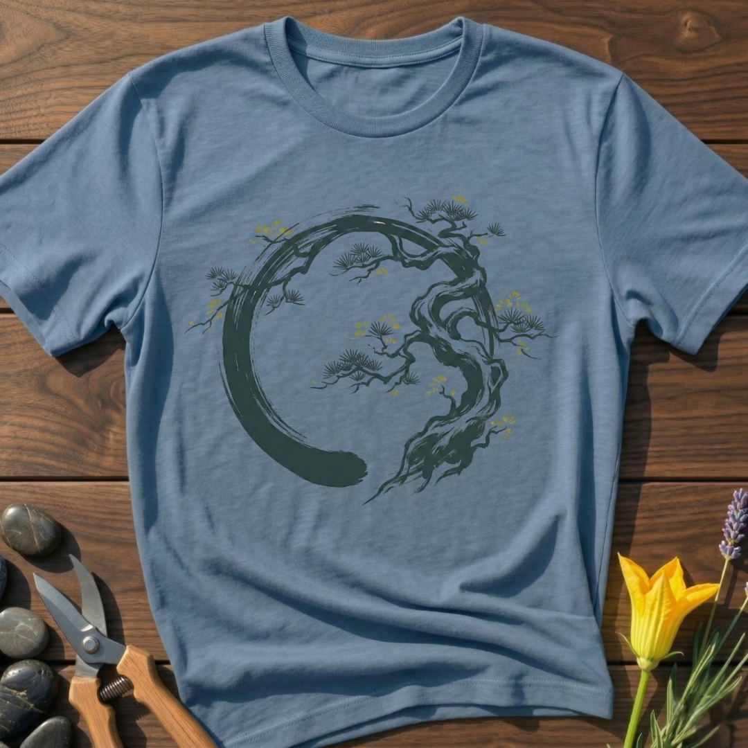 Enso Tree T-Shirt - botanical nature graphic t-shirt, minimalist design, unisex tee for Nature Lovers, Garnder, Farmer, Plant Lovers
