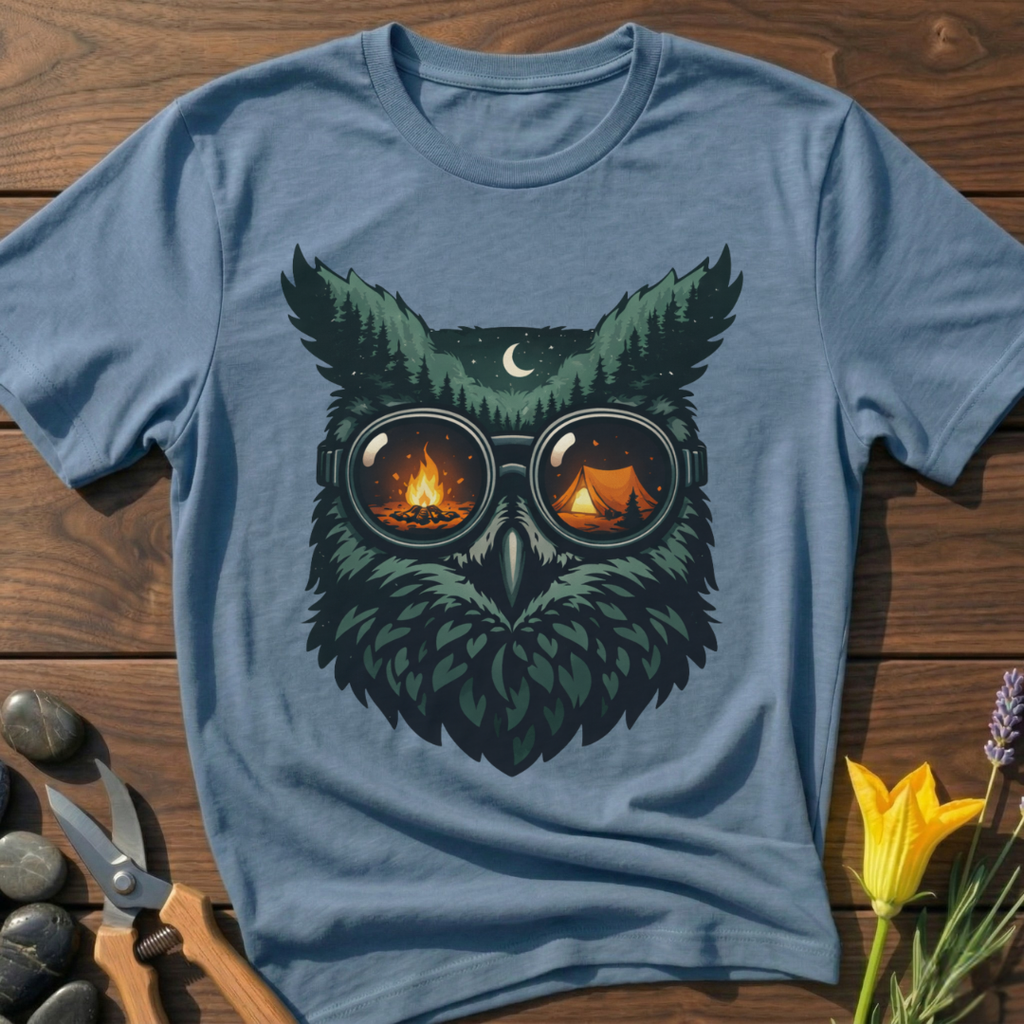 Night Owl T-Shirt - botanical nature graphic t-shirt, minimalist design, unisex tee”