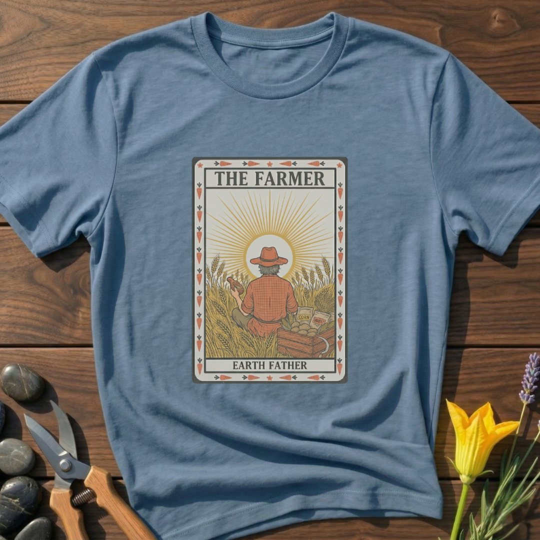 The Farmer Earth Father T-Shirt - botanical nature graphic t-shirt, minimalist design, unisex tee”