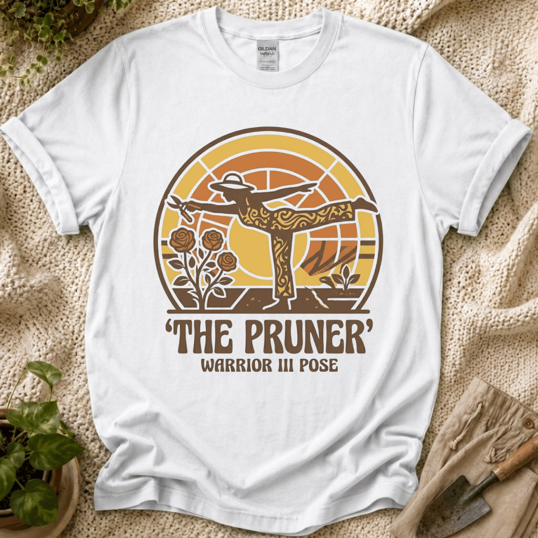 The Pruner Gardening Pose T-Shirt by Zen & Zucchinis Slow Garden Club