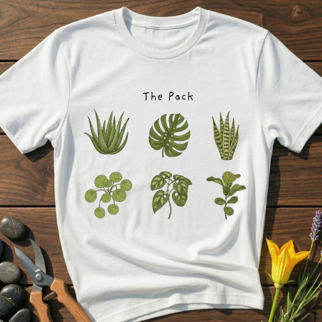 Indoor Pack T-Shirt - botanical nature graphic t-shirt, minimalist design, unisex tee for Nature Lovers, Garnder, Farmer, Plant Lovers