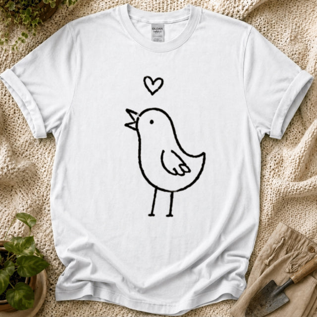 Minimalistic Bird T-Shirt - Zen & Zucchinis garden graphic tee