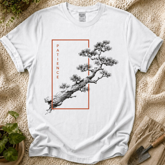 Patience Japanese Bonsai T-Shirt by Zen & Zucchinis Slow Garden Club