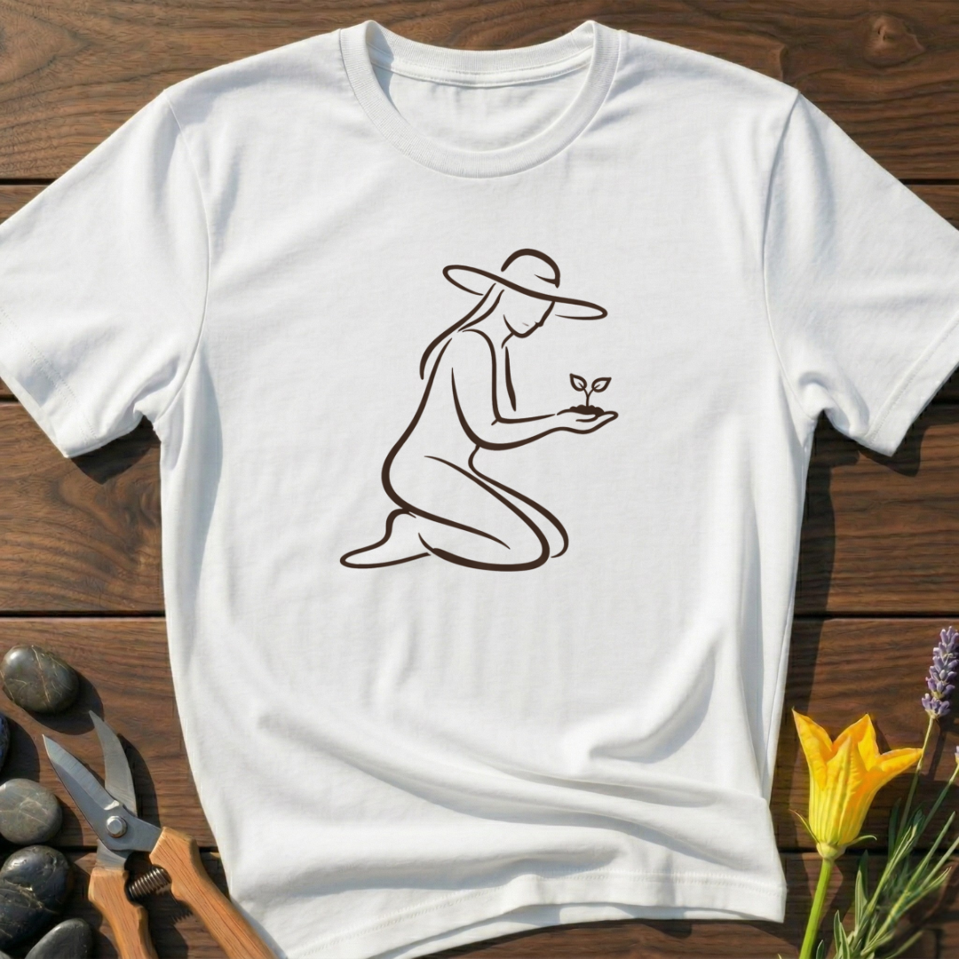 Caring Soil T-Shirt - botanical nature graphic t-shirt, minimalist design, unisex tee for Nature Lovers, Garnder, Farmer, Plant Lovers
