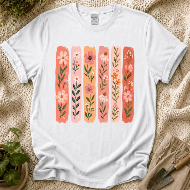 Flower on Stripes T-Shirt - Zen & Zucchinis garden graphic tee