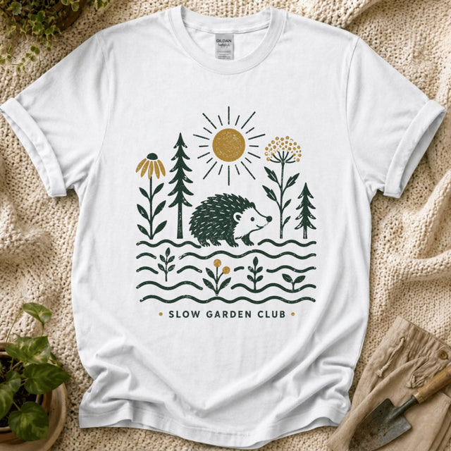 Hedgehog in the Slow Garden T-Shirt by Zen & Zucchinis Slow Garden Club