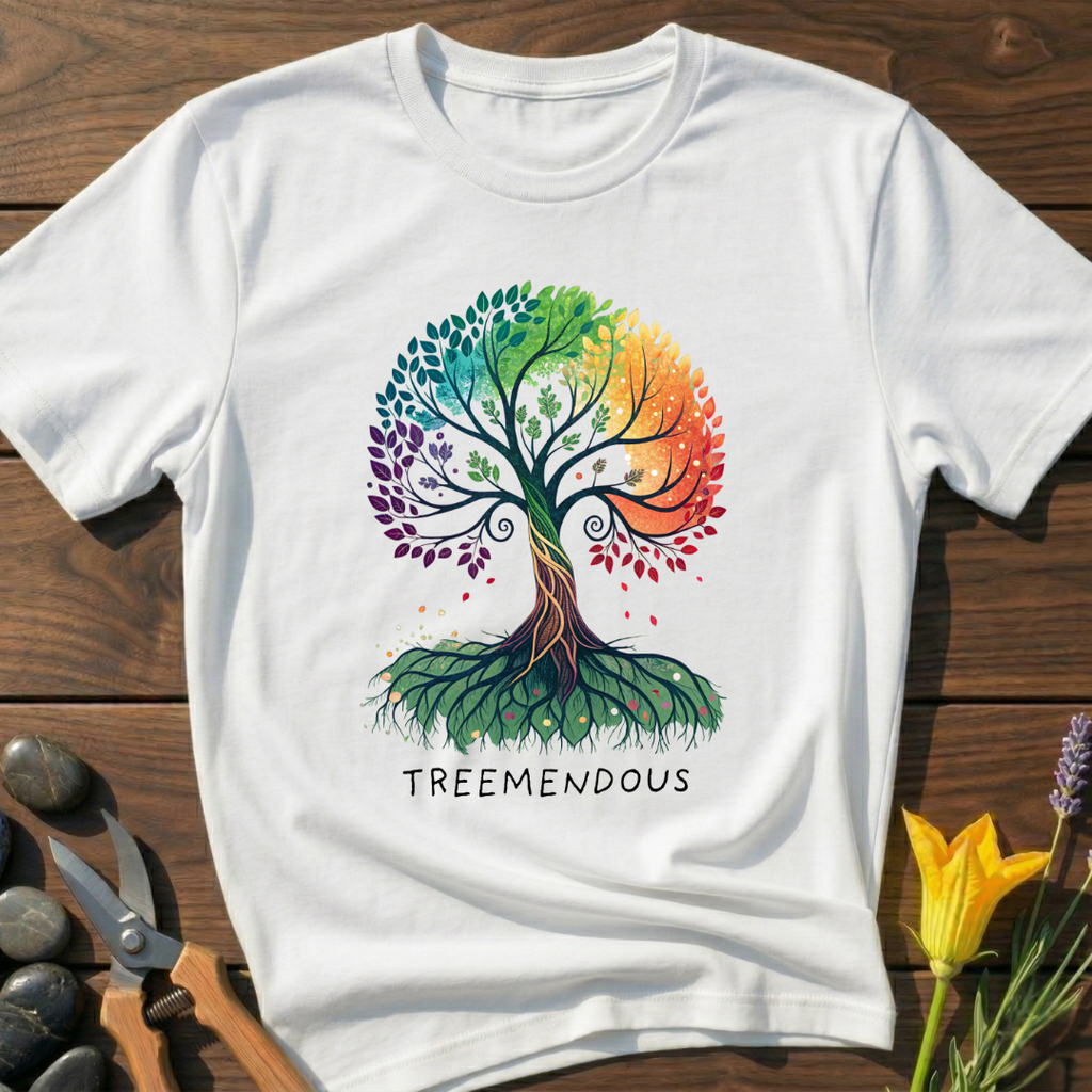 Treemendous T-Shirt - botanical nature graphic t-shirt, minimalist design, unisex tee for Nature Lovers, Garnder, Farmer, Plant Lovers