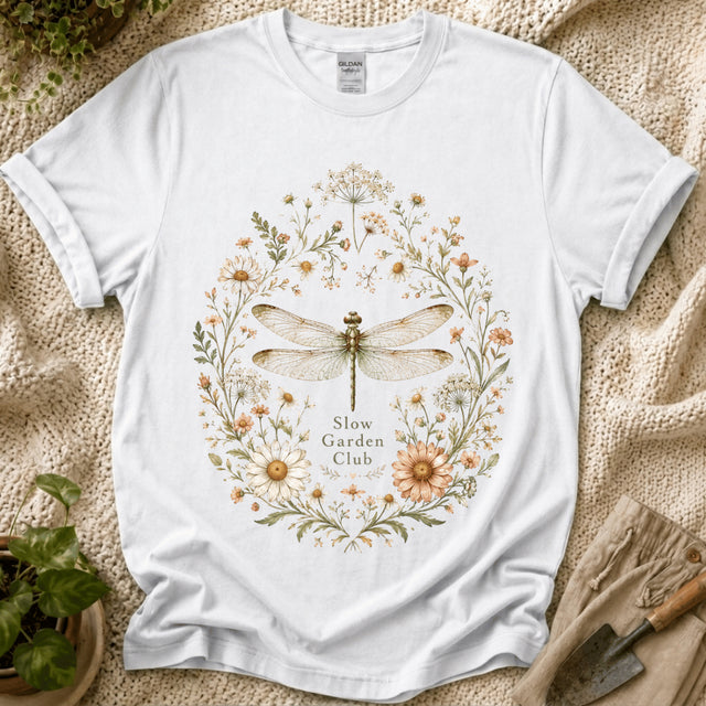 Slow Garden Club Botanical Dragonfly T-Shirt by Zen & Zucchinis Slow Garden Club