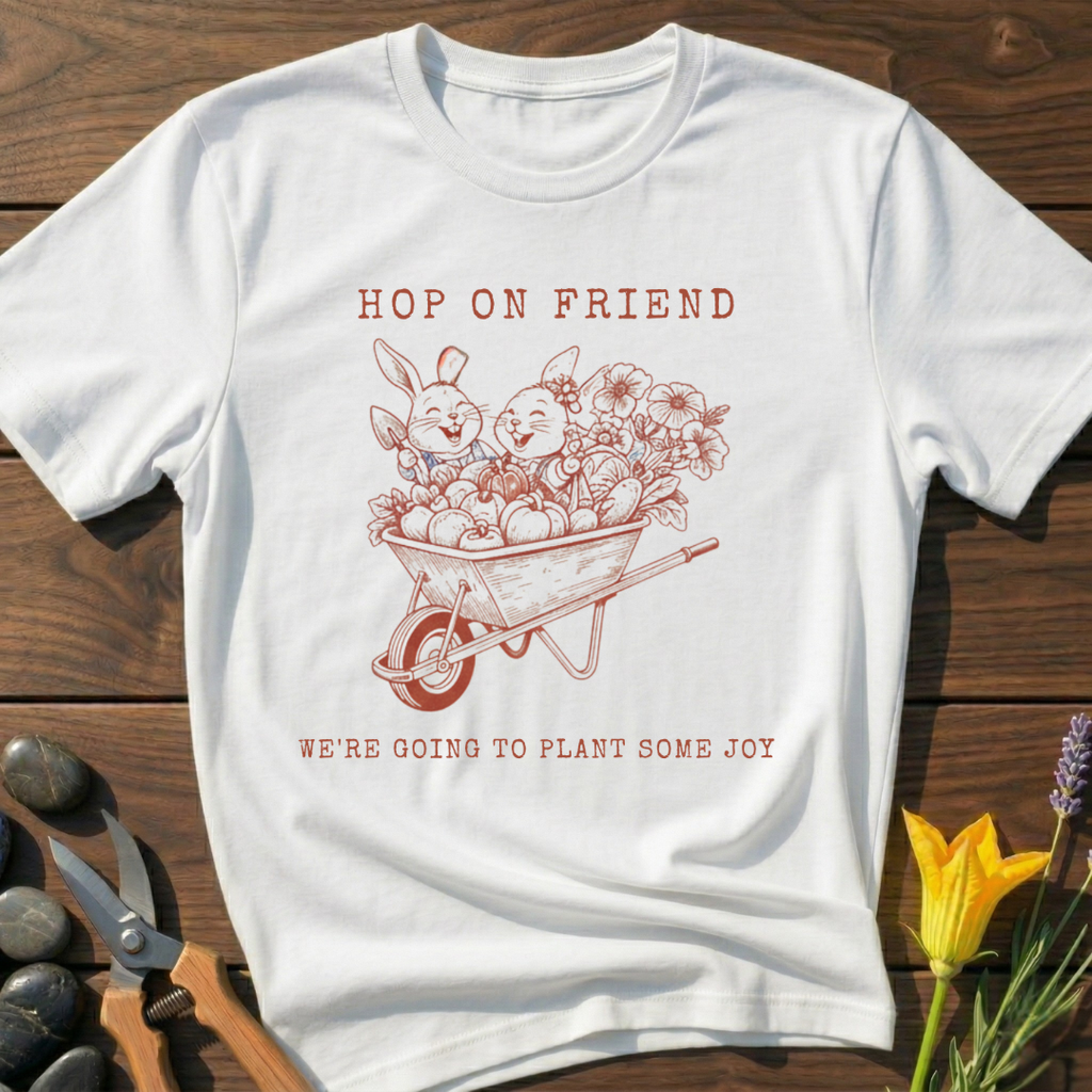 Hop On Friend T-Shirt - botanical nature graphic t-shirt, minimalist design, unisex tee for Nature Lovers, Garnder, Farmer, Plant Lovers