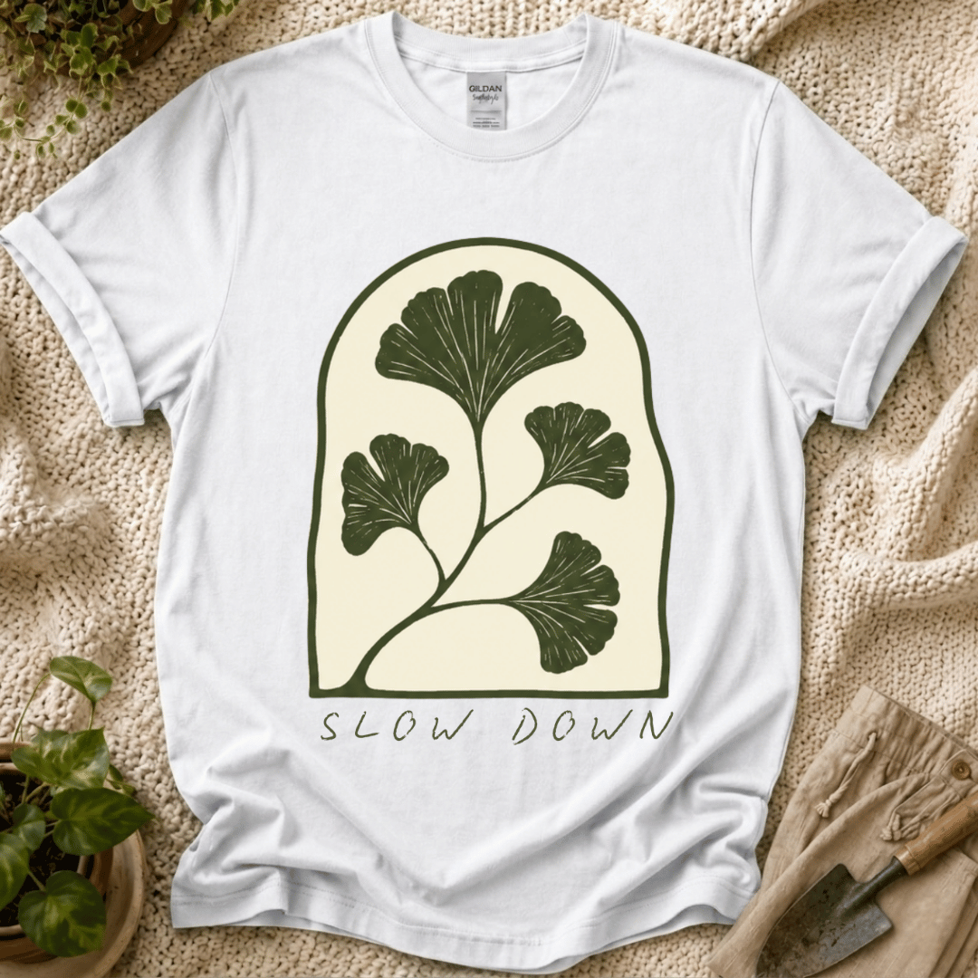 Slow Down Ginkgo T-Shirt by Zen & Zucchinis Slow Garden Club