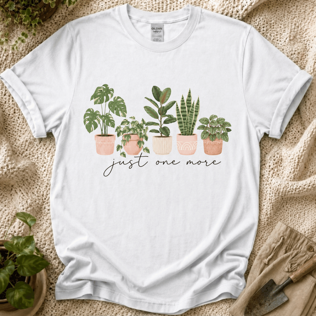 Just One More Houseplant T-Shirt by Zen & Zucchinis Slow Garden Club