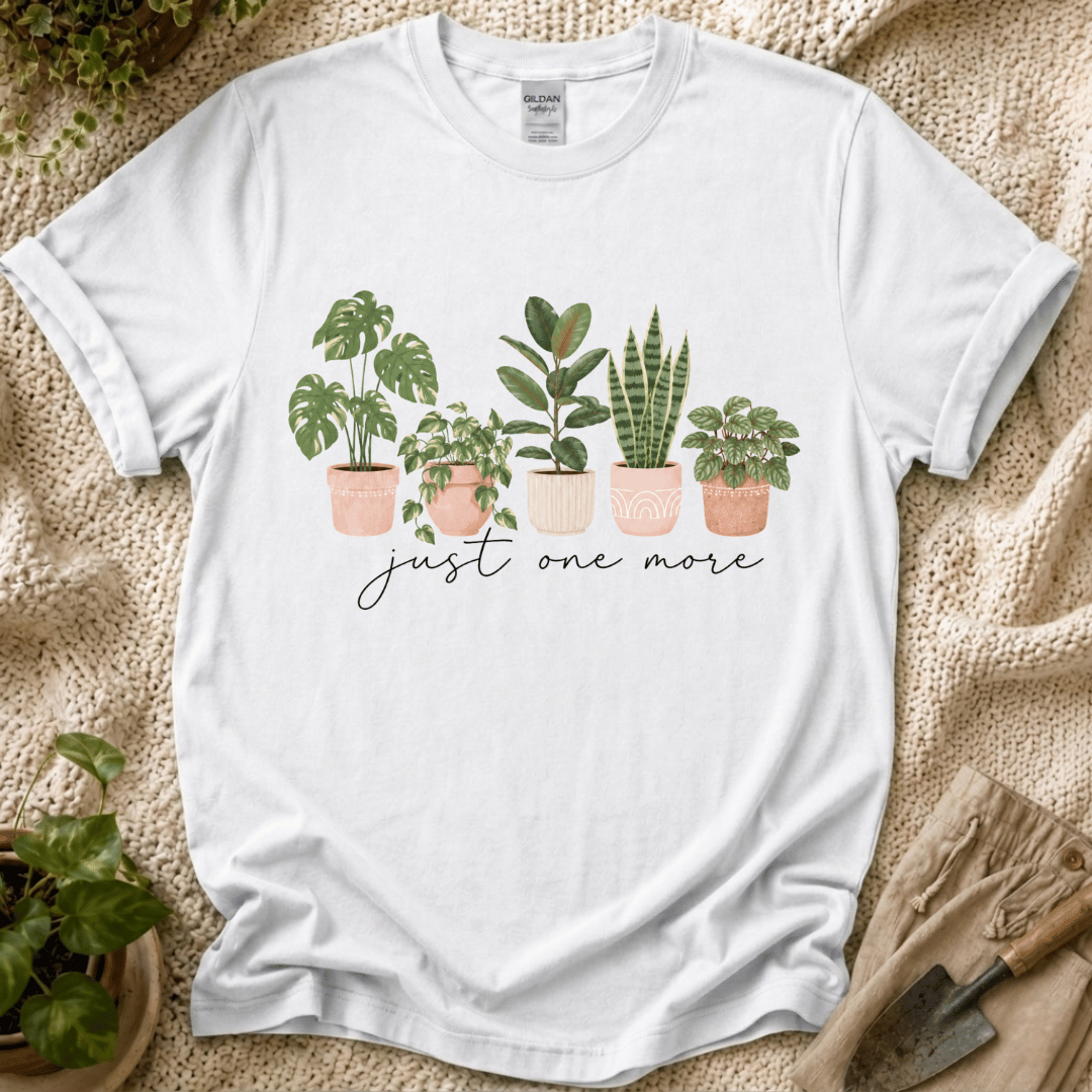 Just One More Houseplant T-Shirt by Zen & Zucchinis Slow Garden Club