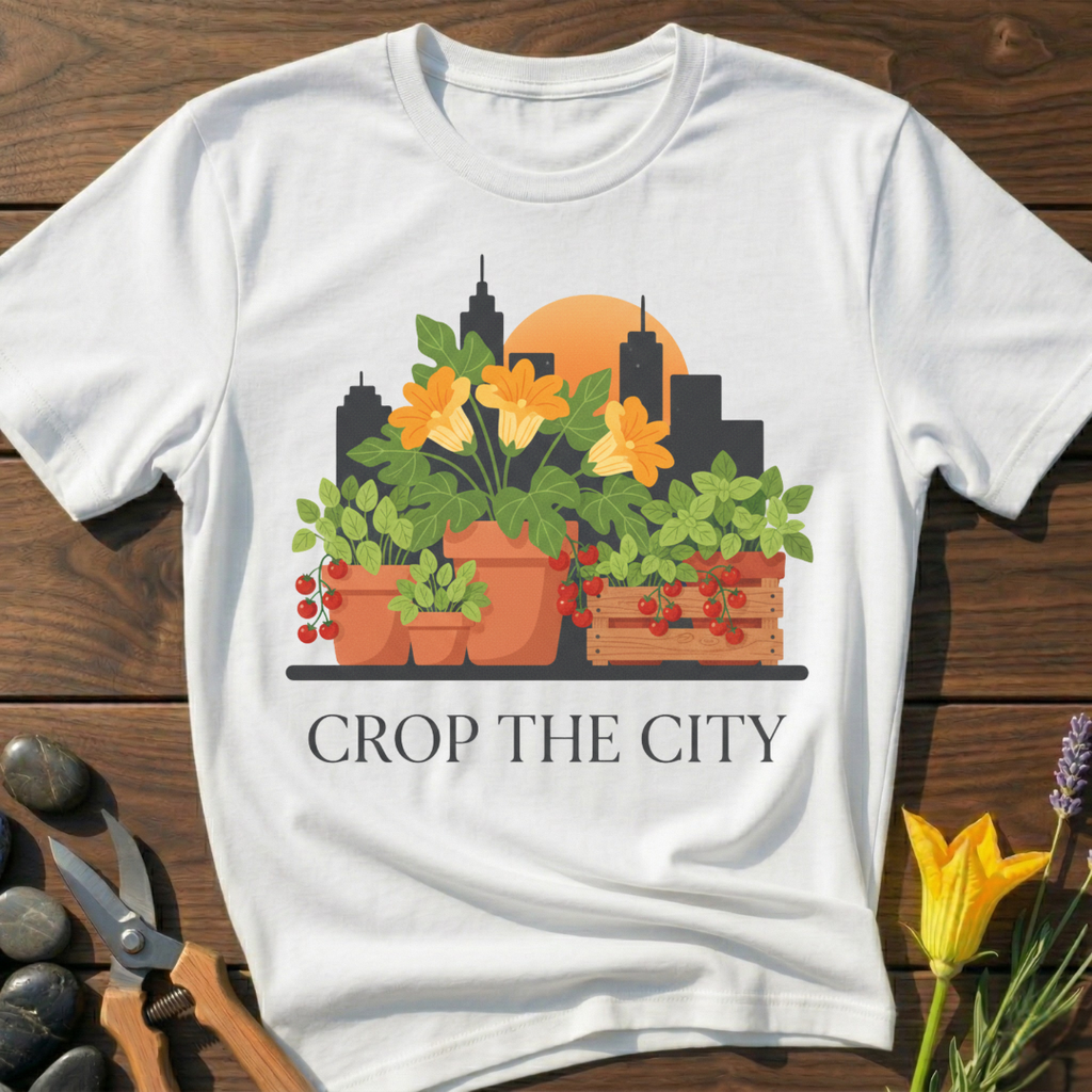 Crop the City T-Shirt - botanical nature graphic t-shirt, minimalist design, unisex tee for Nature Lovers, Garnder, Farmer, Plant Lovers