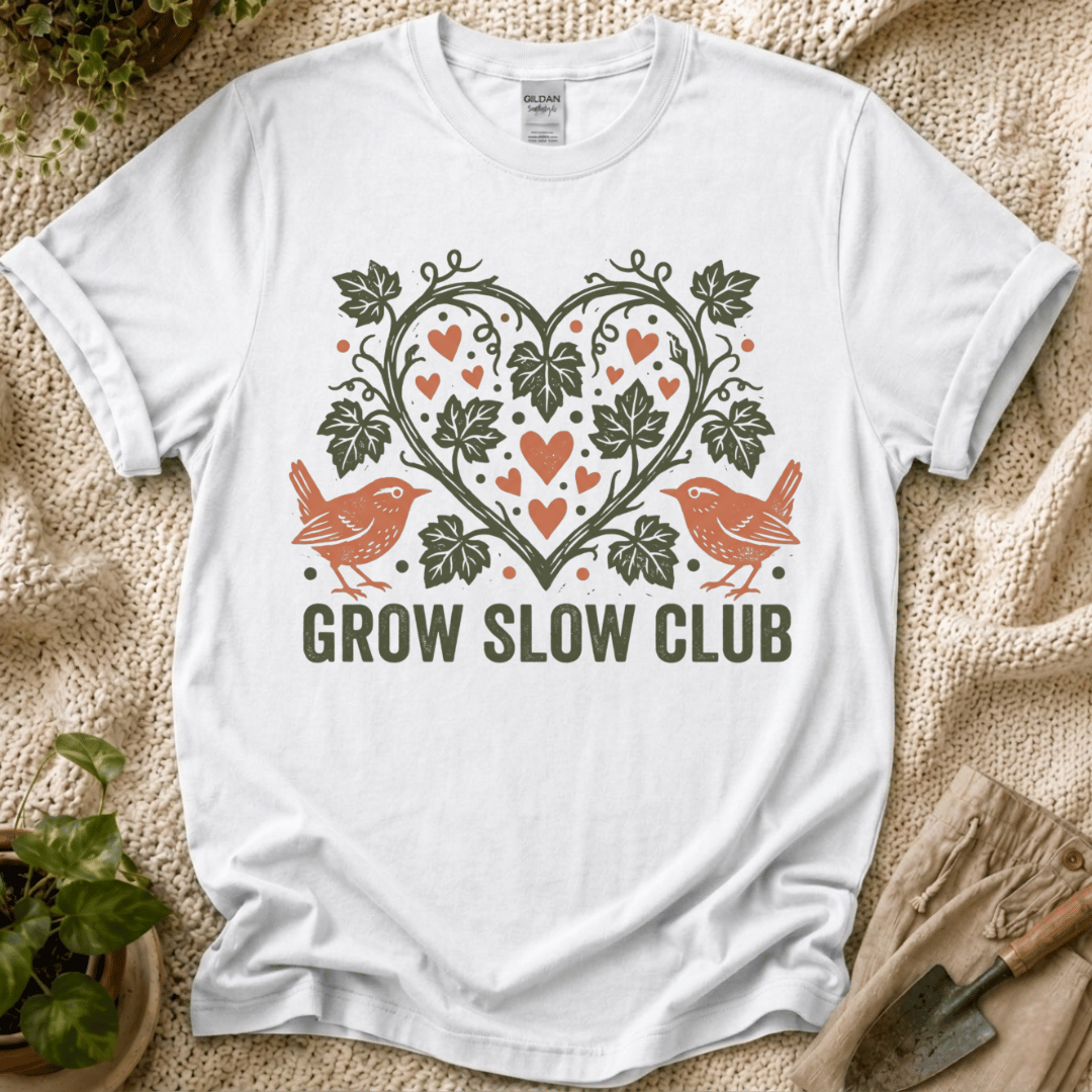 Grow Slow Vintage Garden T-Shirt - Zen & Zucchinis garden graphic tee