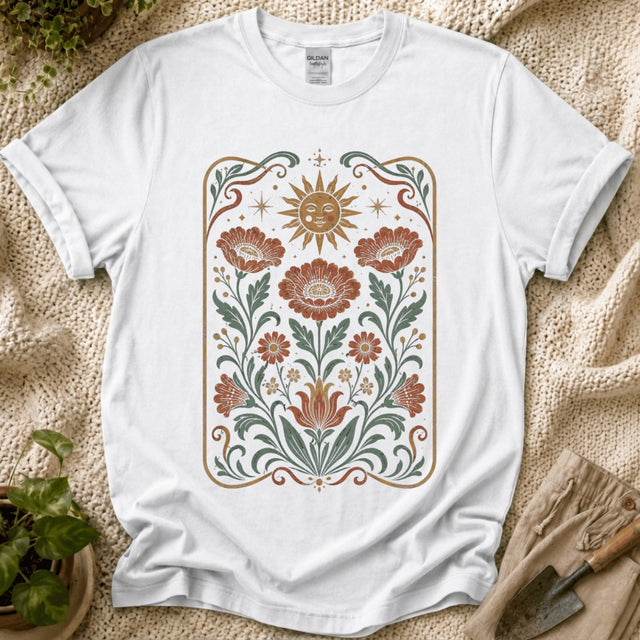 Celestial Folk Garden Sun Floral T-Shirt - Zen & Zucchinis garden graphic tee