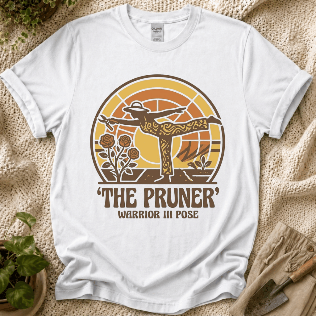 The Pruner Gardening Pose T-Shirt by Zen & Zucchinis Slow Garden Club