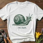 I'm Fast Snail T-Shirt - botanical nature graphic t-shirt, minimalist design, unisex tee for Nature Lovers, Garnder, Farmer, Plant Lovers