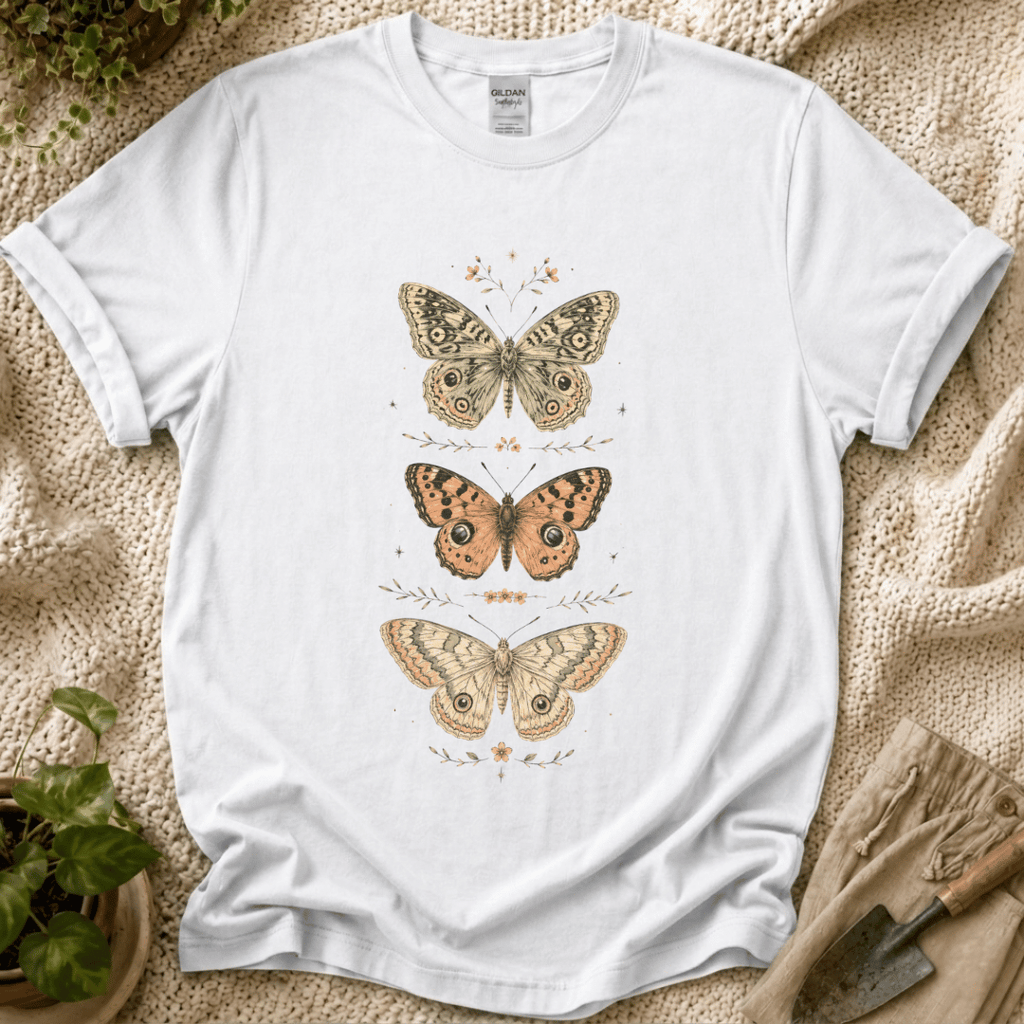 Botanical Butterflies Vintage Nature T-Shirt by Zen & Zucchinis Slow Garden Club