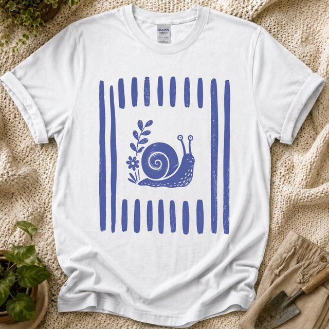 Snial In Stripes Garden Summer T-Shirt - Zen & Zucchinis garden graphic tee