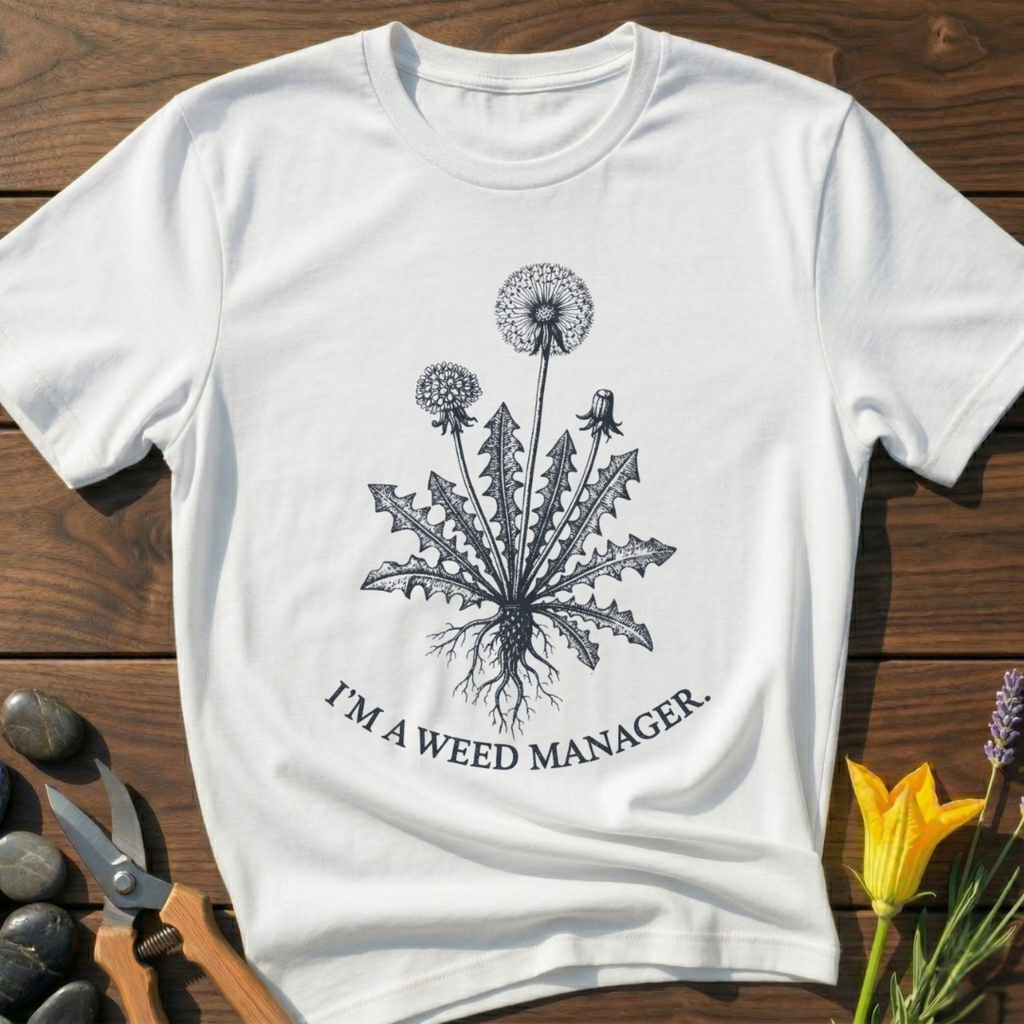 Weed Manager T-Shirt - botanical nature graphic t-shirt, minimalist design, unisex tee for Nature Lovers, Garnder, Farmer, Plant Lovers
