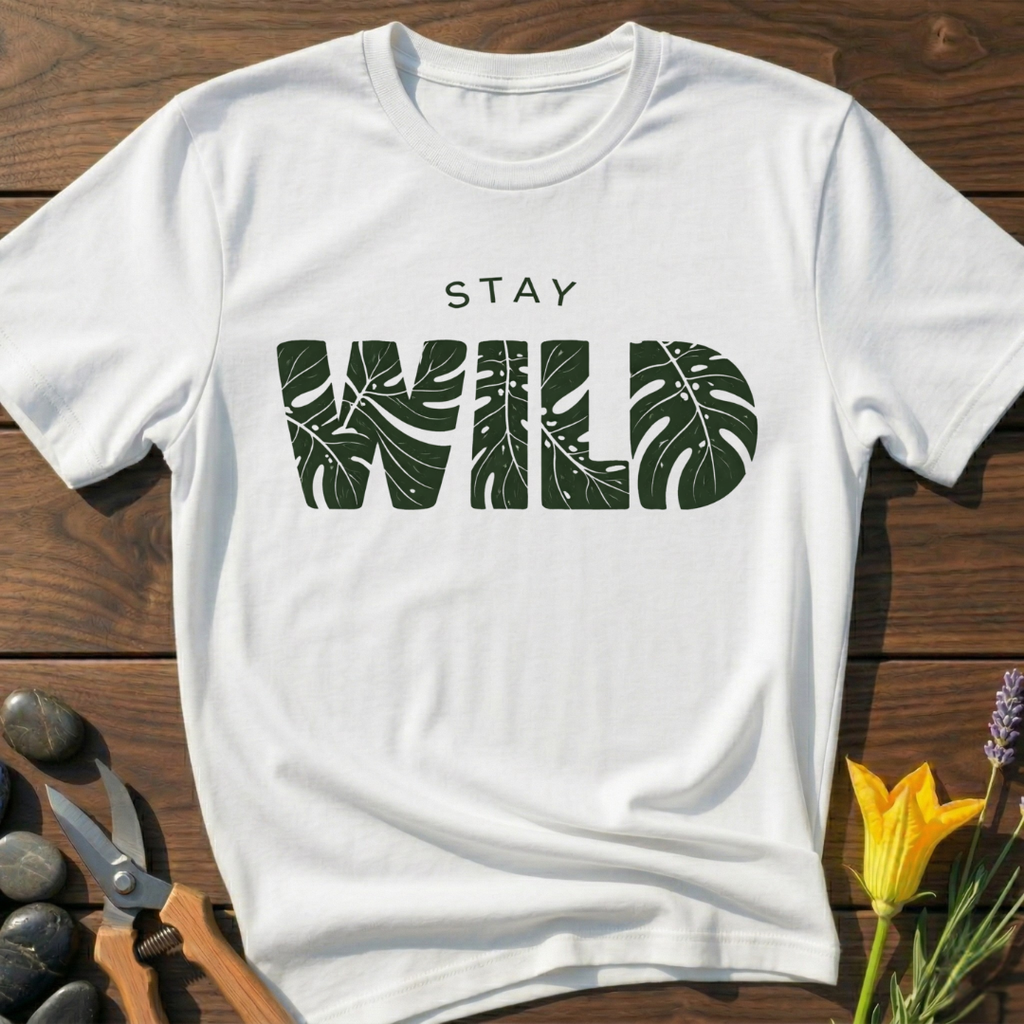 Stay WILD T-Shirt - botanical nature graphic t-shirt, minimalist design, unisex tee for Nature Lovers, Garnder, Farmer, Plant Lovers
