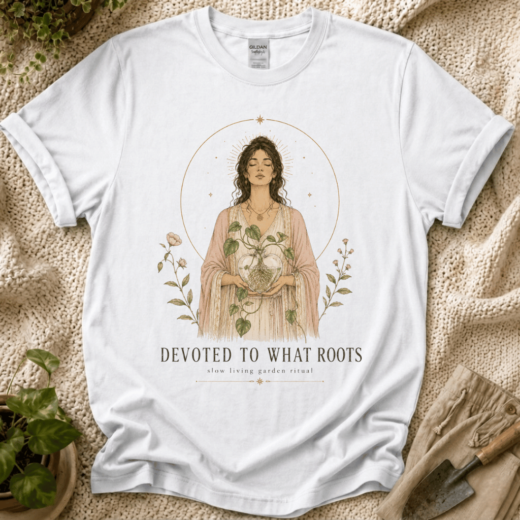 Devoted to Deep Roots Garden T-Shirt by Zen & Zucchinis Slow Garden Club