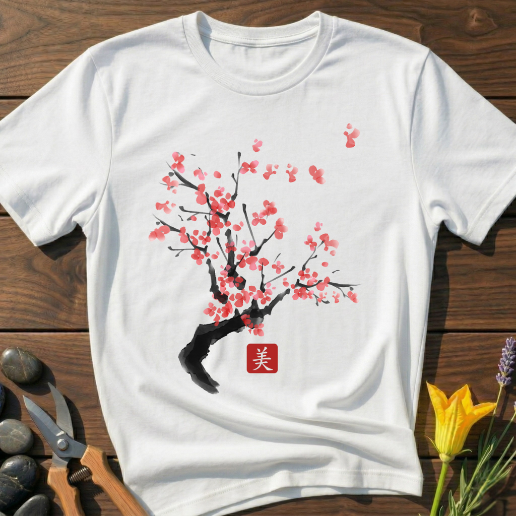 Cherry Blossom T-Shirt - botanical nature graphic t-shirt, minimalist design, unisex tee for Nature Lovers, Garnder, Farmer, Plant Lovers