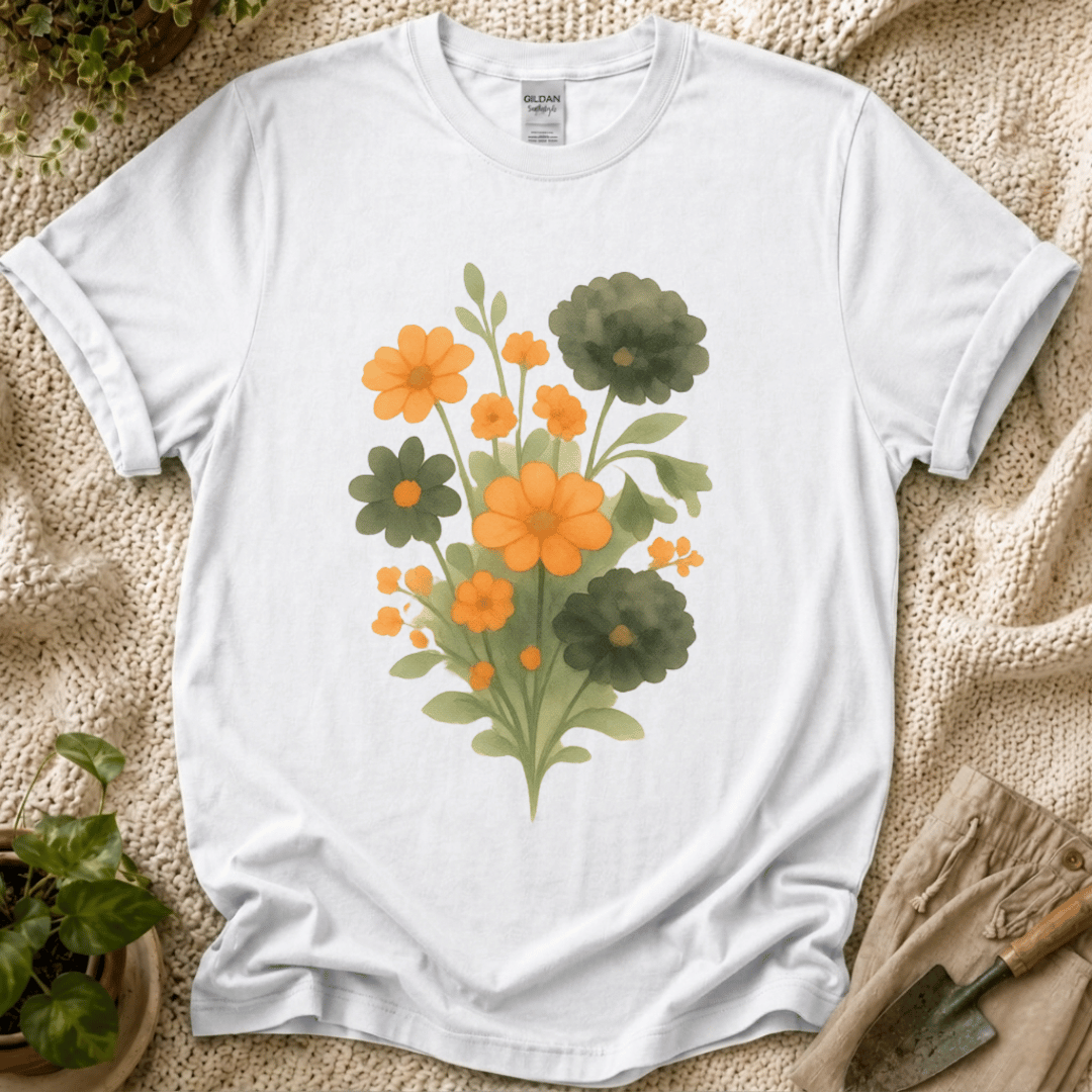 Vintage Watercolor Flower Bouquet T-Shirt by Zen & Zucchinis Slow Garden Club