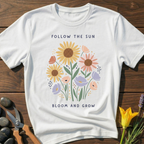 Follow The Sun T-Shirt - botanical nature graphic t-shirt, minimalist design, unisex tee for Nature Lovers, Garnder, Farmer, Plant Lovers