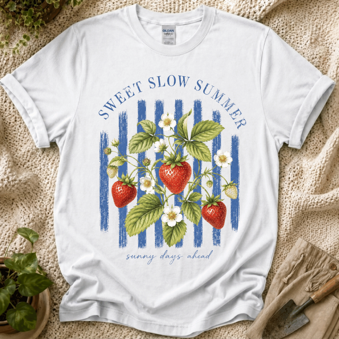 Sweet Slow Summer Strawberry Stripes T-Shirt