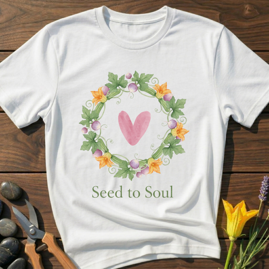 Seed to Soul T-Shirt - botanical nature graphic t-shirt, minimalist design, unisex tee for Nature Lovers, Garnder, Farmer, Plant Lovers