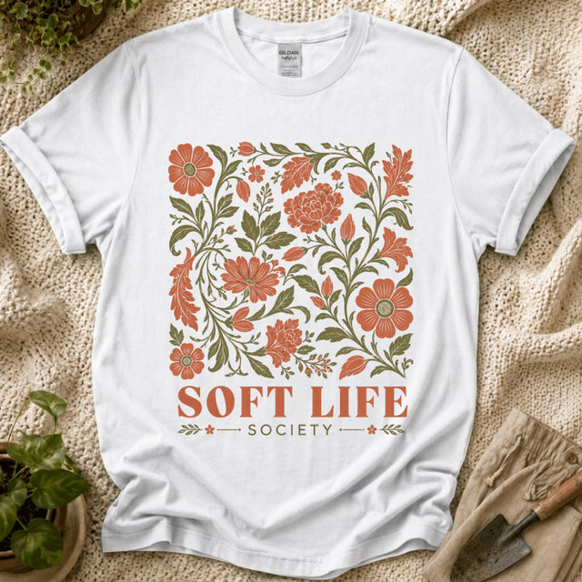 Soft Life Society Red Flower T-Shirt by Zen & Zucchinis Slow Garden Club