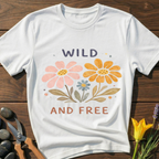 Wild and Free Flower T-Shirt - botanical nature graphic t-shirt, minimalist design, unisex tee for Nature Lovers, Garnder, Farmer, Plant Lovers