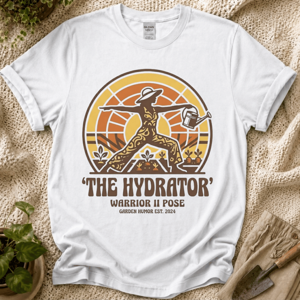 The Hydrator Gardening Pose T-Shirt by Zen & Zucchinis Slow Garden Club