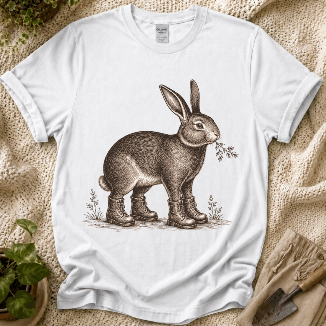 Garden Bunny With Shoes T-Shirt - Zen & Zucchinis garden graphic tee