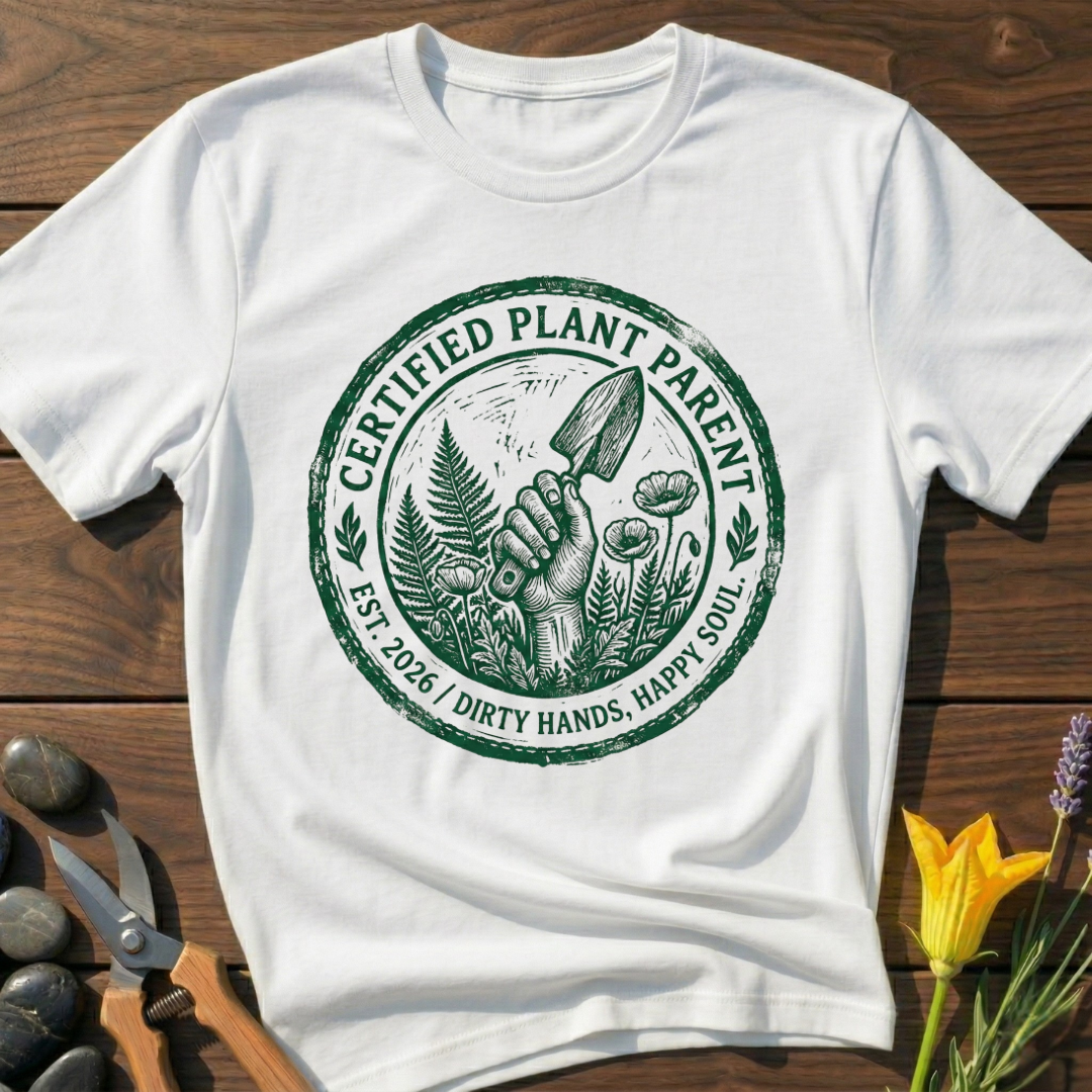 Certified Plant Parent T-Shirt - botanical nature graphic t-shirt, minimalist design, unisex tee for Nature Lovers, Garnder, Farmer, Plant Lovers